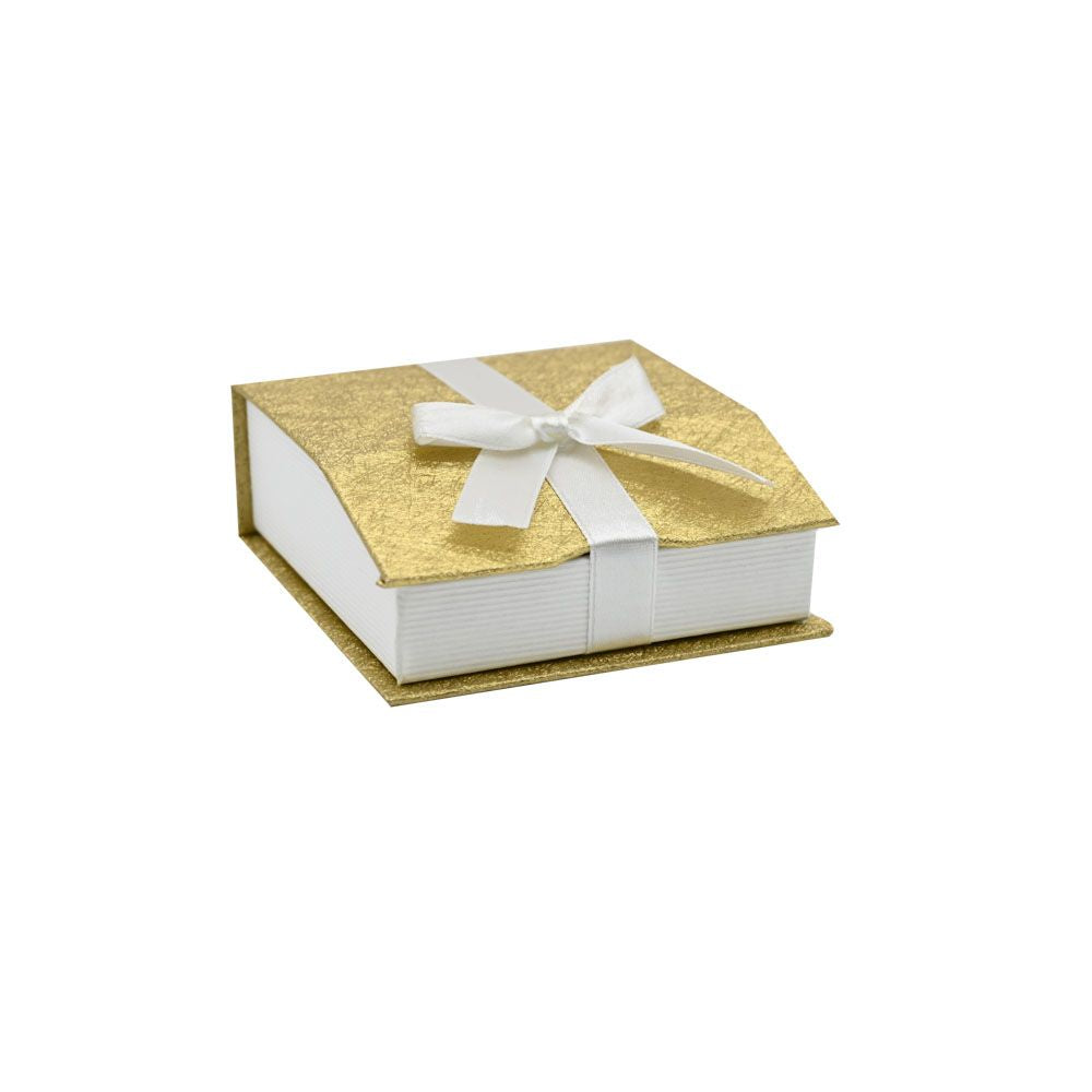 Gold and White Magnetic Ribbon Jewelry Bangle or Watch Boxes