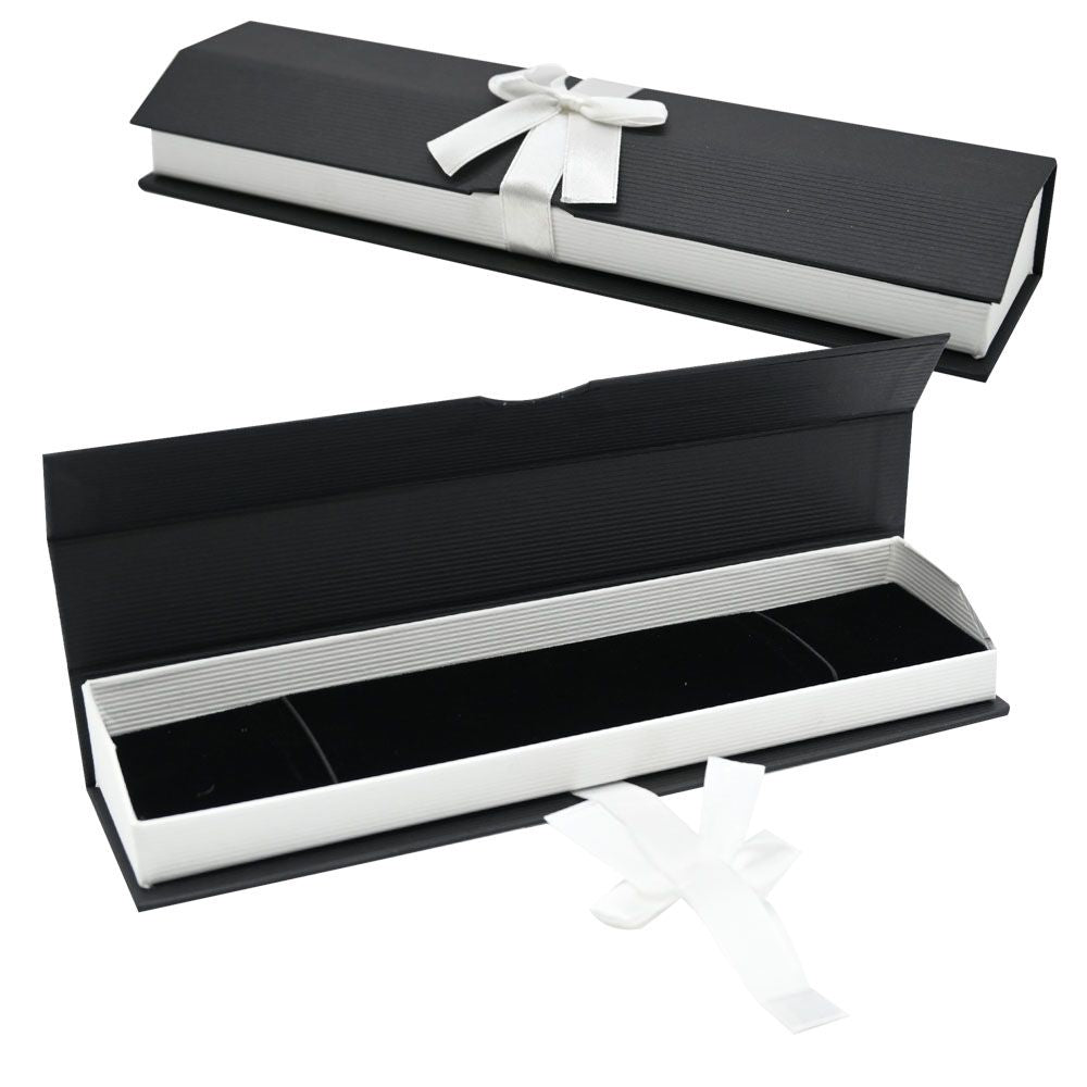 Black and White Magnetic Ribbon Jewelry Bracelet Boxes