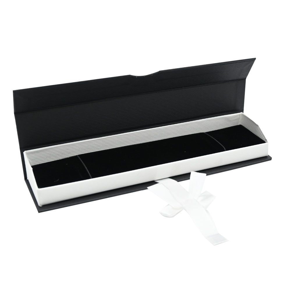 Black and White Magnetic Ribbon Jewelry Bracelet Boxes