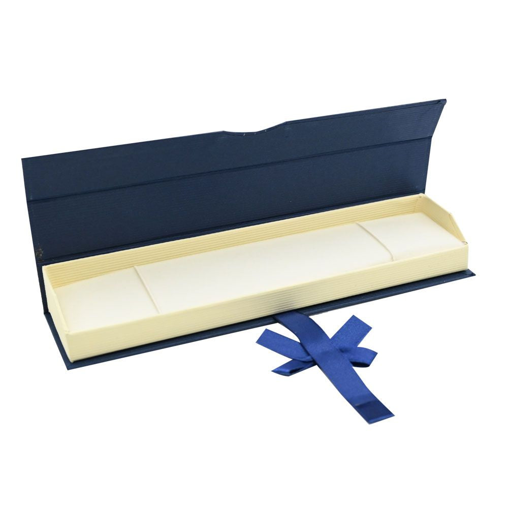 Blue and Cream Magnetic Ribbon Jewelry Bracelet Boxes