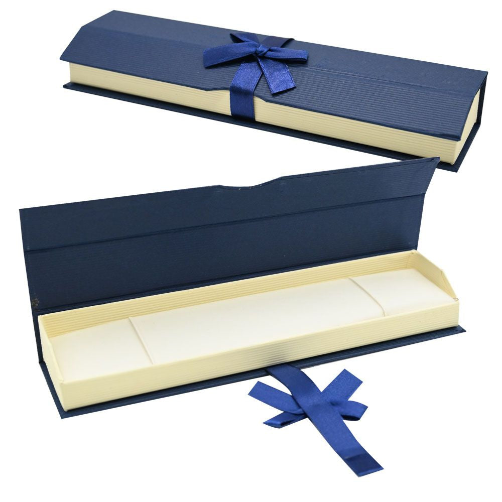 Blue and Cream Magnetic Ribbon Jewelry Bracelet Boxes