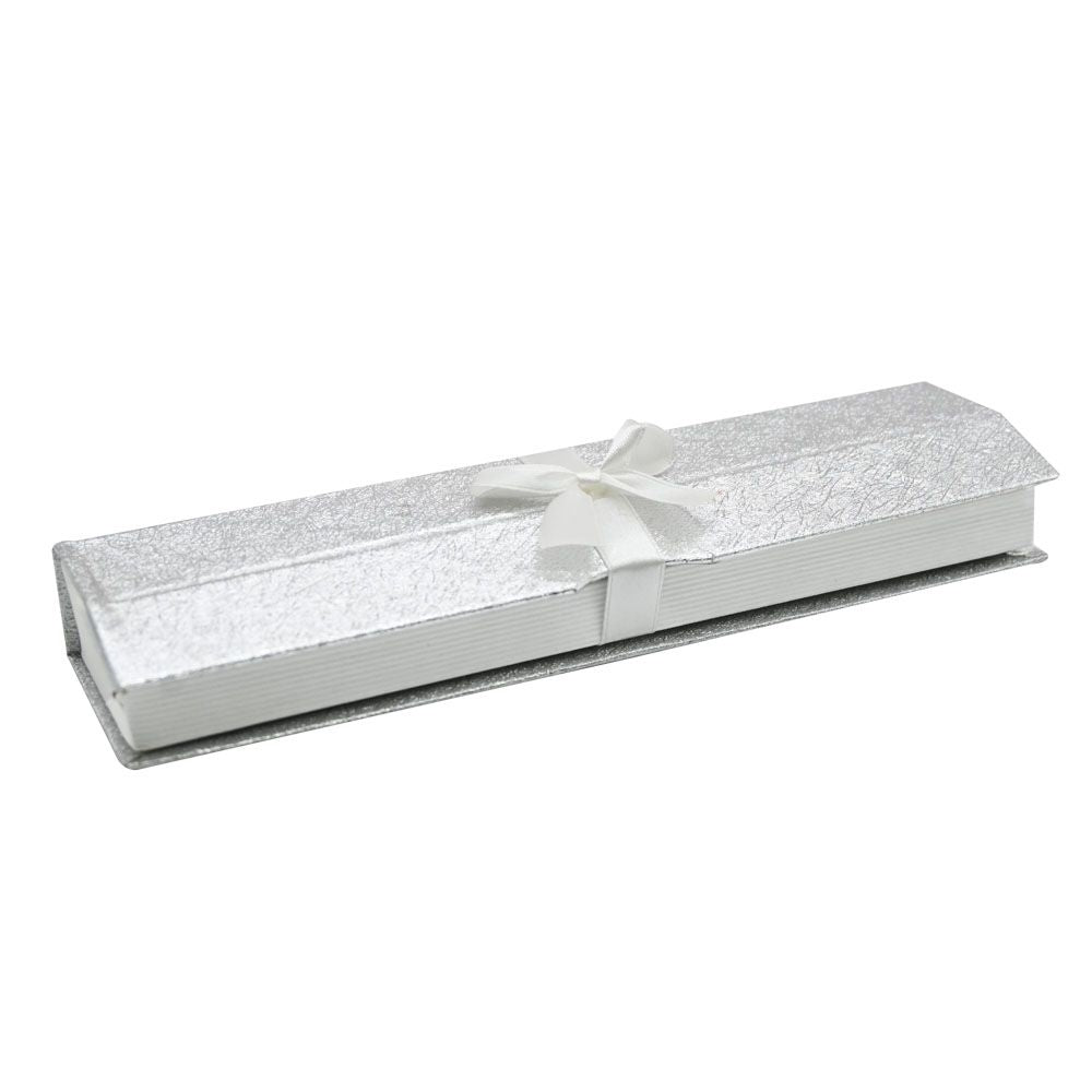 Silver and White Magnetic Ribbon Jewelry Bracelet Boxes