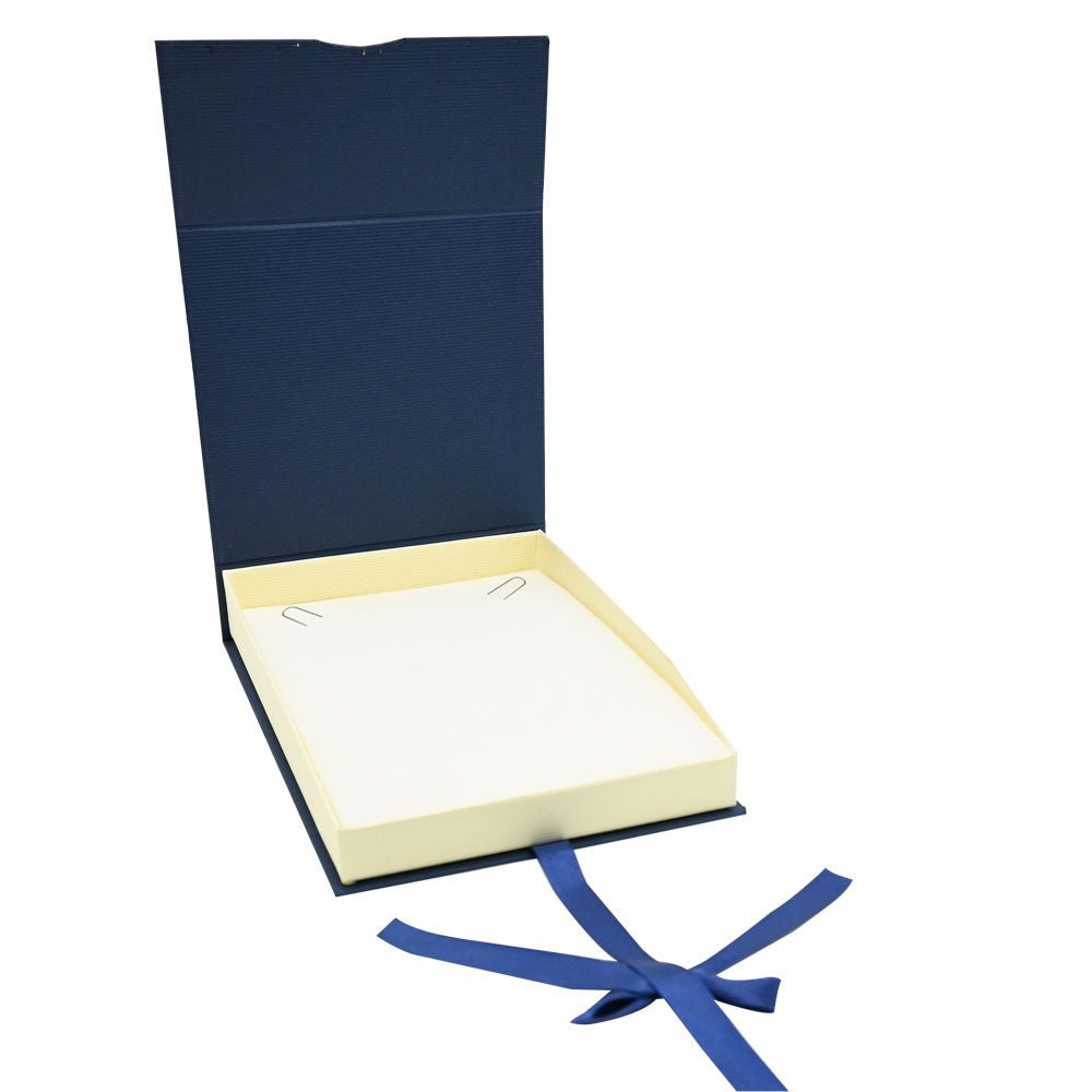 Blue and Cream Magnetic Ribbon Jewelry Necklace Boxes