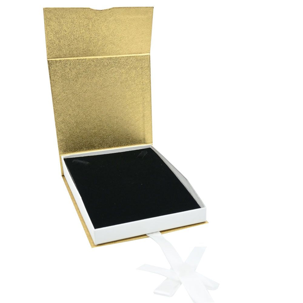 Gold and White Magnetic Ribbon Jewelry Necklace Gift Boxes