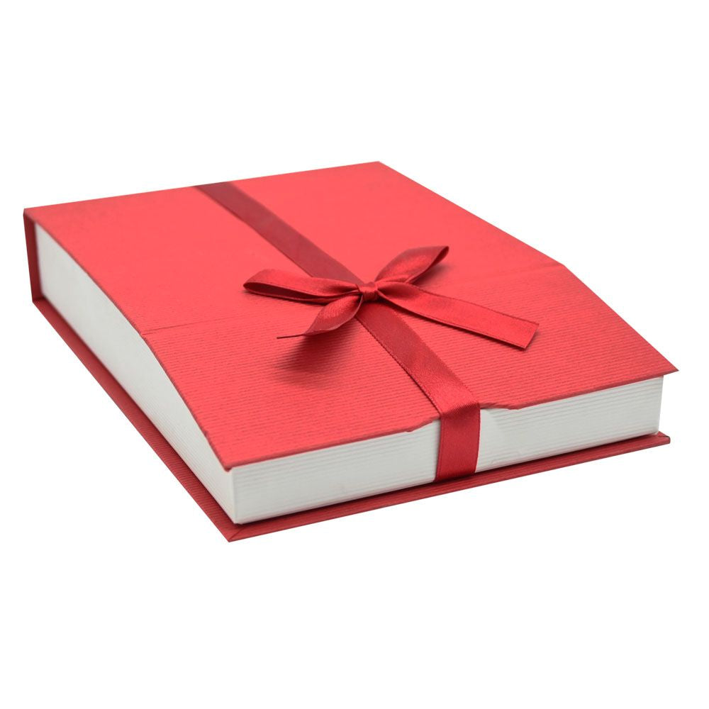 Red and White Magnetic Ribbon Jewelry Necklace Gift Boxes