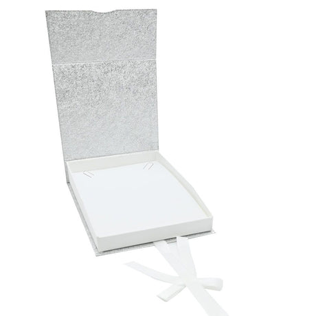 Silver and White Magnetic Ribbon Jewelry Necklace Gift Boxes