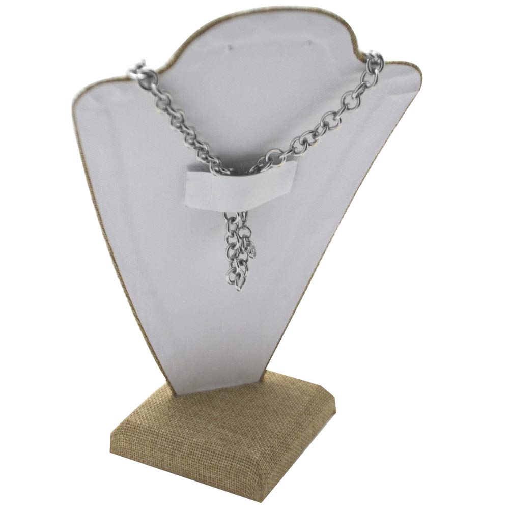 Brown Burlap 2 Piece Jewelry Necklace or Chain Display