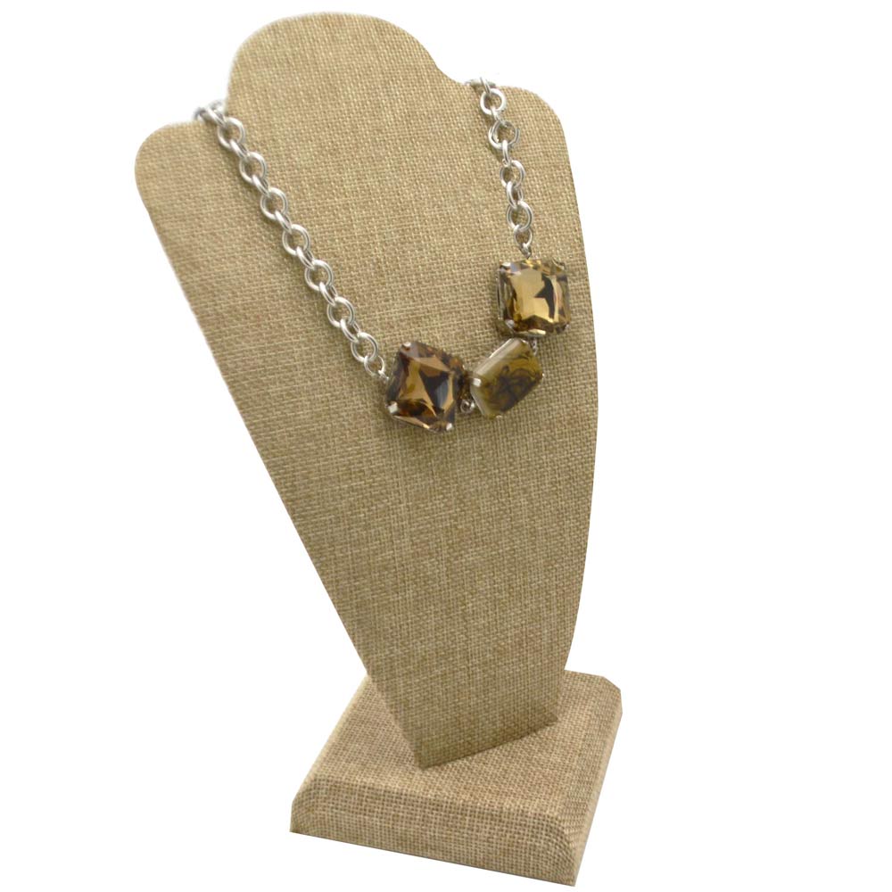 Brown Burlap 2 Piece Jewelry Necklace or Chain Display