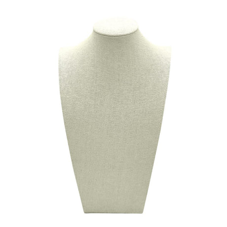 Beige Linen Curved Jewelry Necklace and Chain Display Bust, 13" Tall