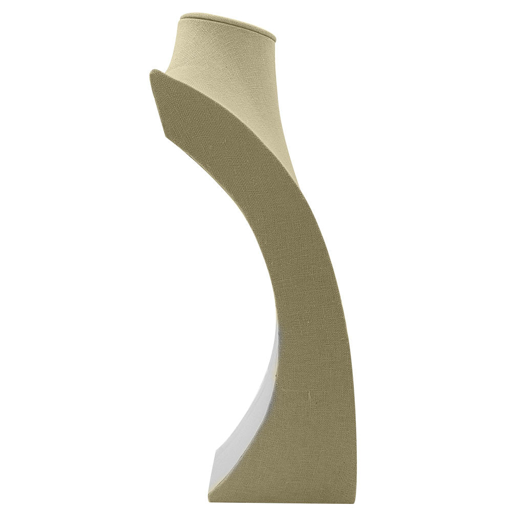 Beige Linen Jewelry Necklace Display Bust, 16" Tall