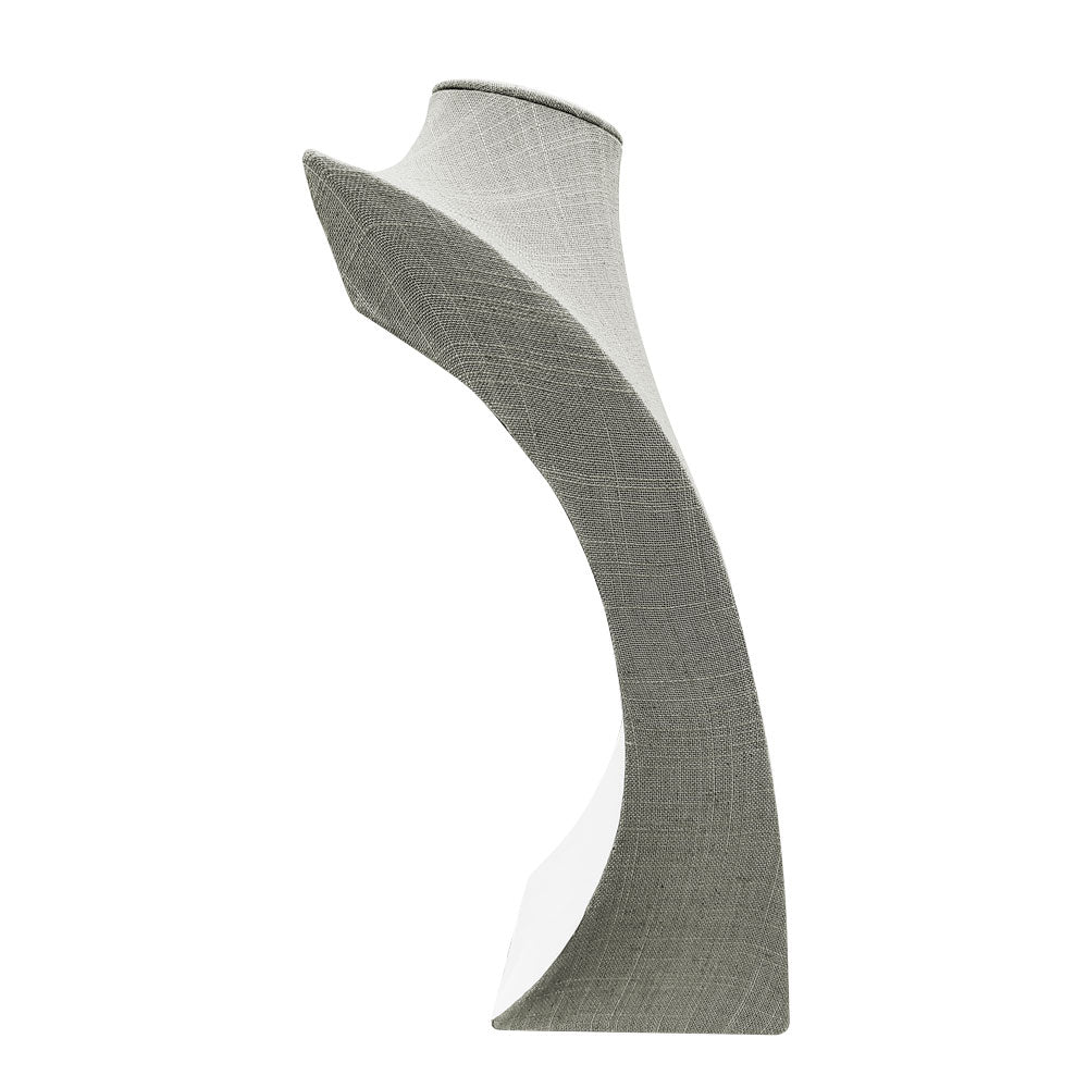 Grey Linen Jewelry Necklace Display Bust, 16" Tall