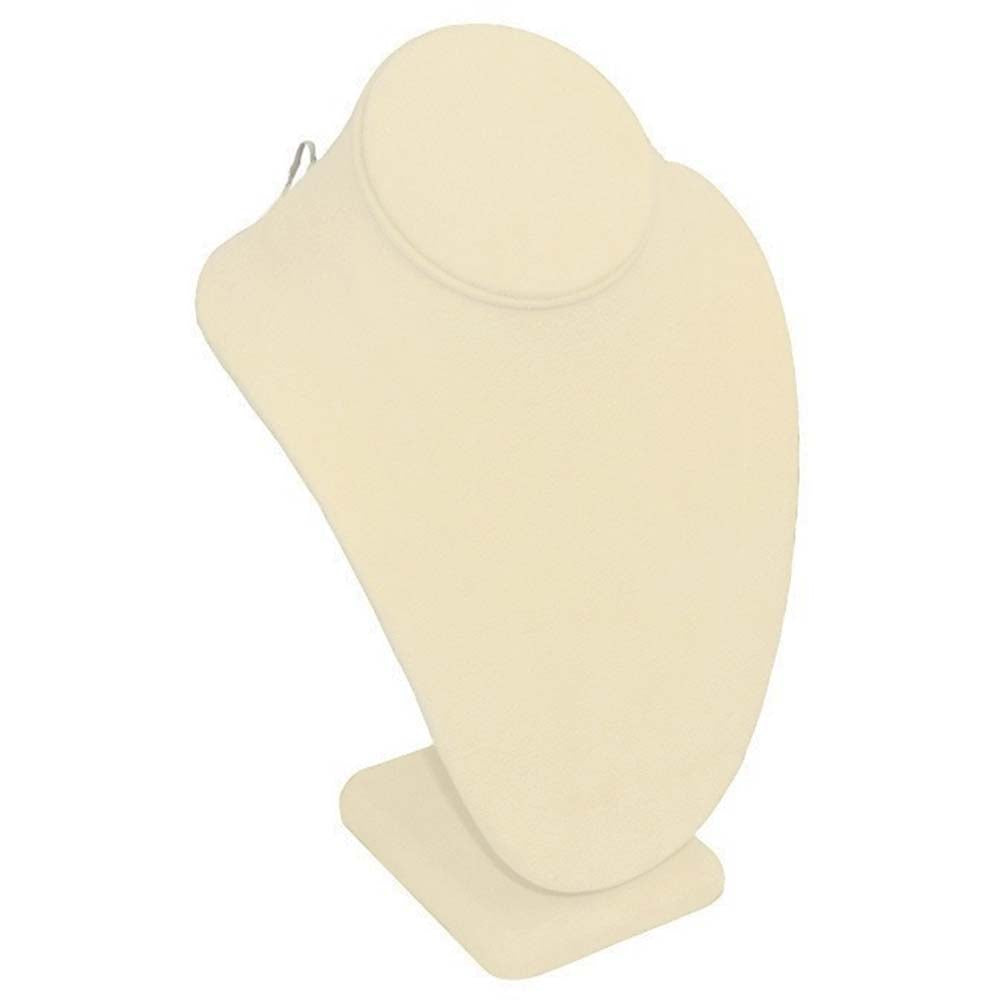 Beige Faux Suede Jewelry Necklace Display Bust, 11" Tall