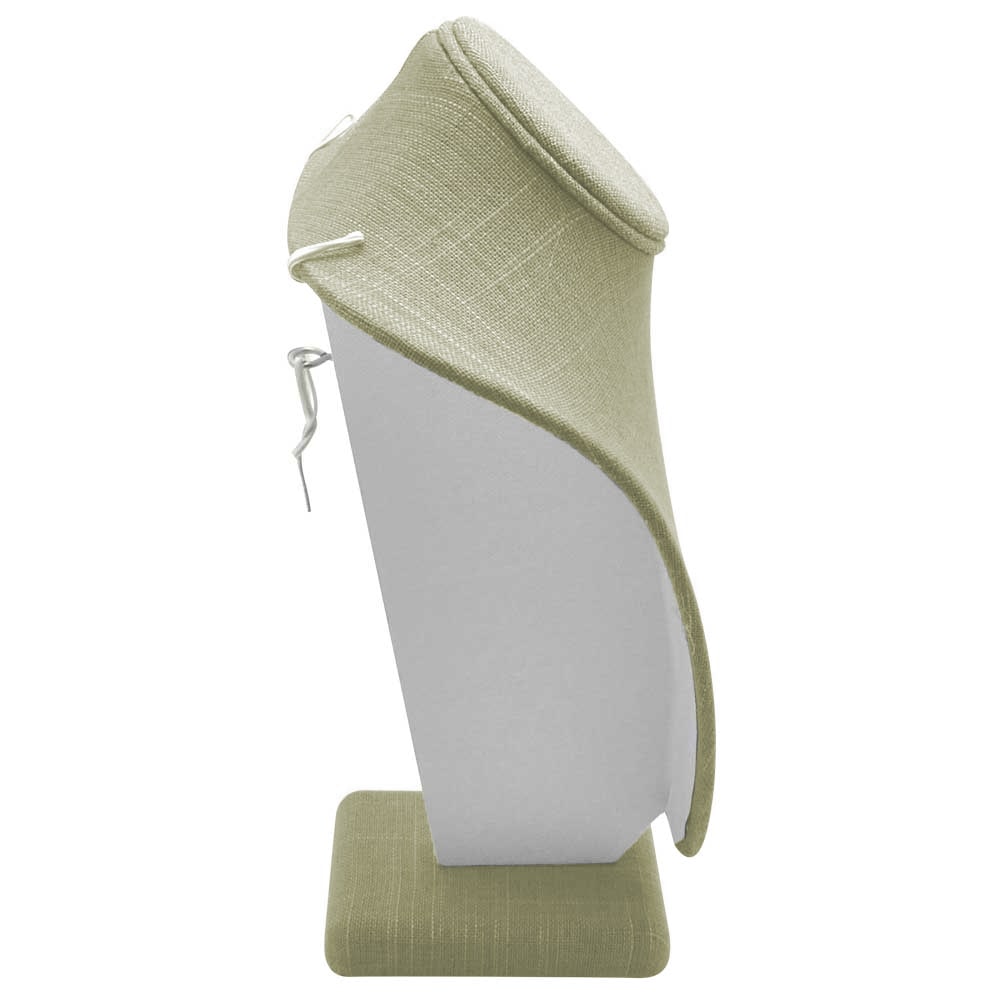 Grey Linen Jewelry Necklace Display Bust, 11" Tall