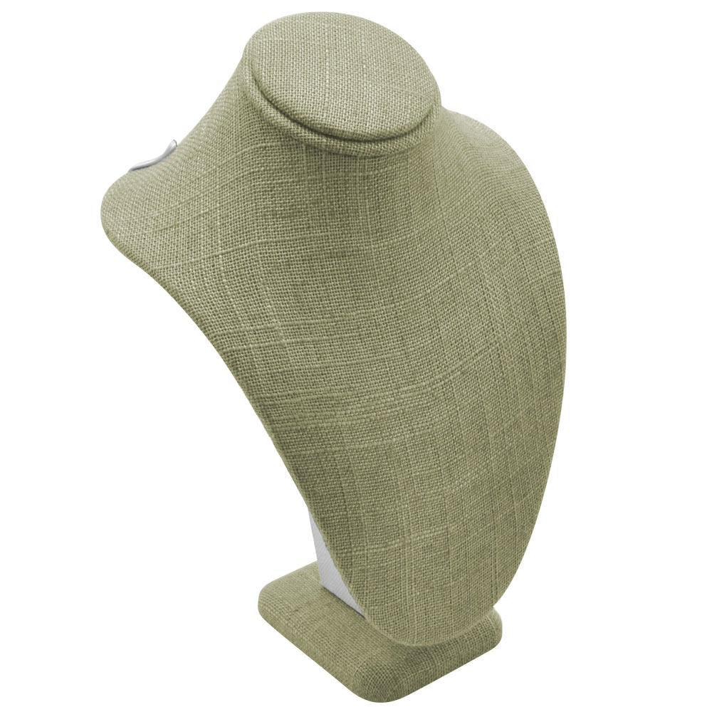 Grey Linen Jewelry Necklace Display Bust, 7-1/2" Tall