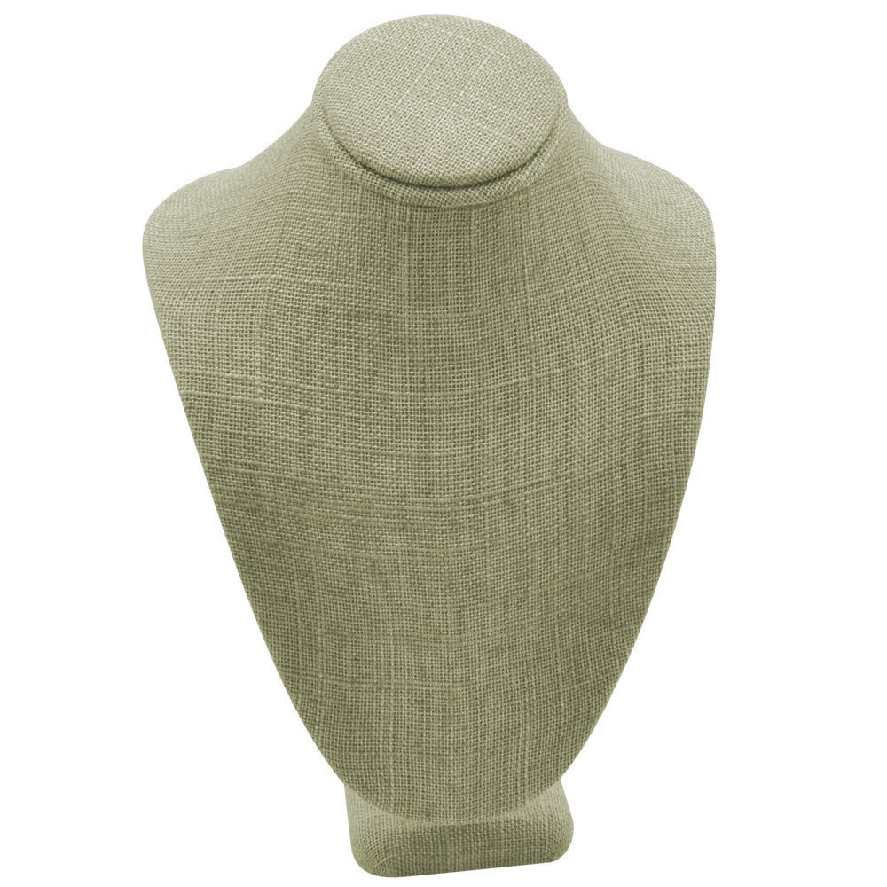 Grey Linen Jewelry Necklace Display Bust, 7-1/2" Tall