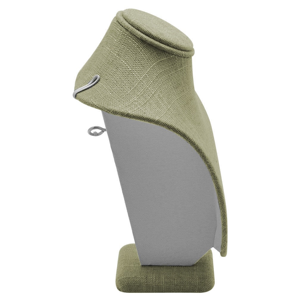 Grey Linen Jewelry Necklace Display Bust, 7-1/2" Tall