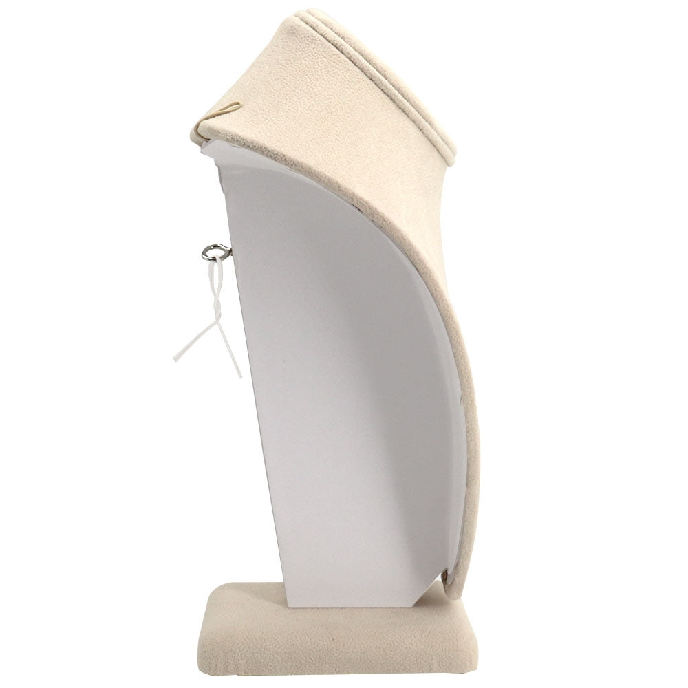 Beige Faux Suede Jewelry Necklace Display Bust, 7-1/2" Tall