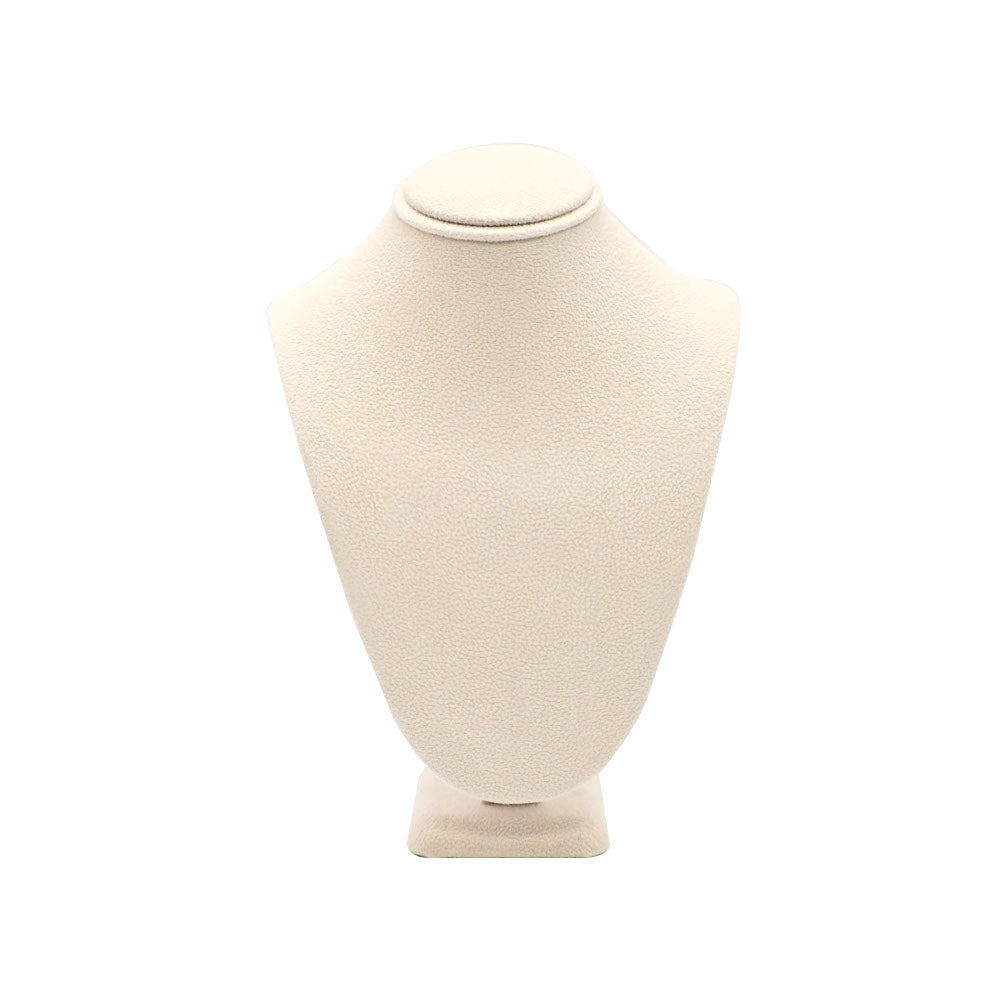 Beige Faux Suede Jewelry Necklace Display Bust, 7-1/2" Tall