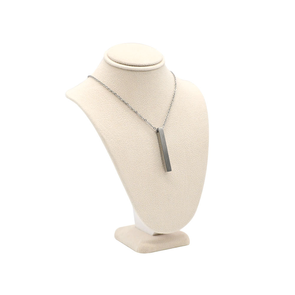 Beige Faux Suede Jewelry Necklace Display Bust, 7-1/2" Tall