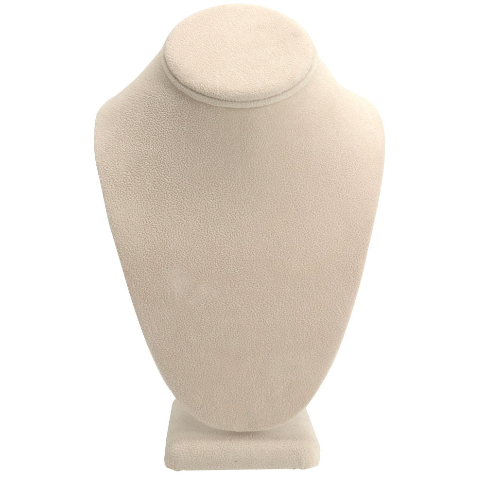 Beige Faux Suede Jewelry Necklace Display Bust, 10" Tall