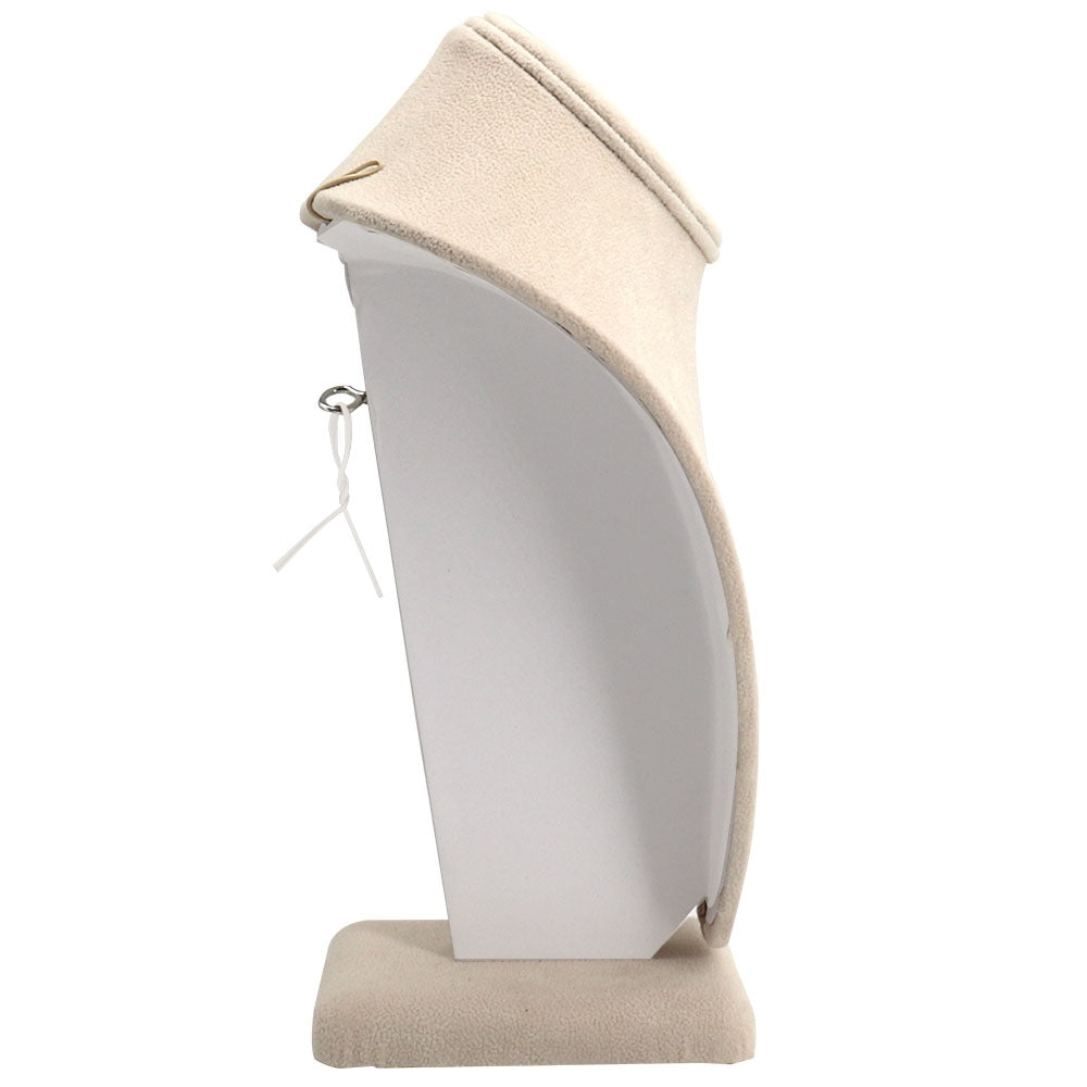 Beige Faux Suede Jewelry Necklace Display Bust, 10" Tall