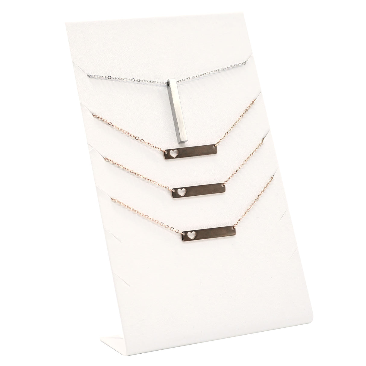 White Leatherette Jewelry Necklace / Pendant Display Stand - Holds 6 Pieces