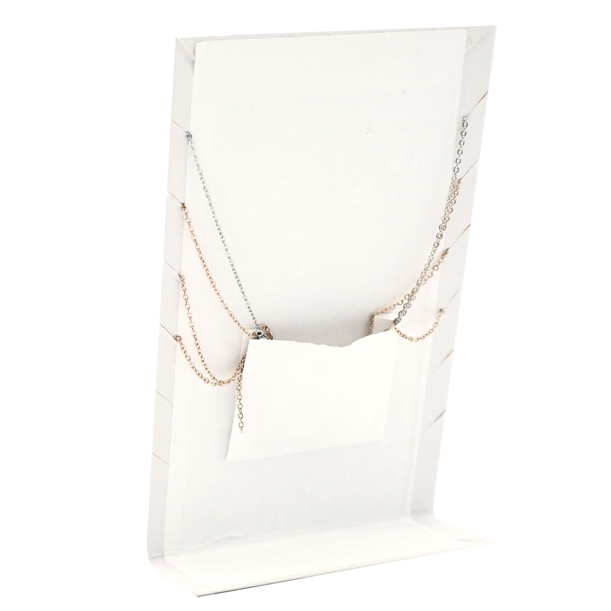 White Leatherette Jewelry Necklace / Pendant Display Stand - Holds 6 Pieces