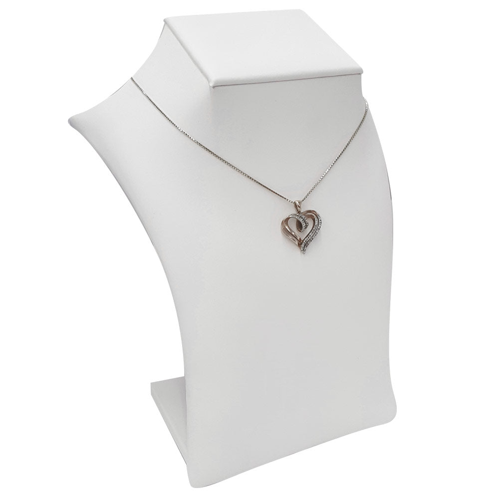White Leatherette Squared Neck Form Jewelry Necklace Display, 7-1/4" Tall
