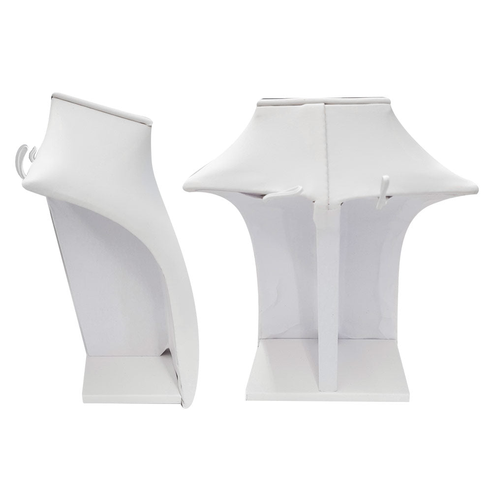 White Leatherette Squared Neck Form Jewelry Necklace Display, 7-1/4" Tall