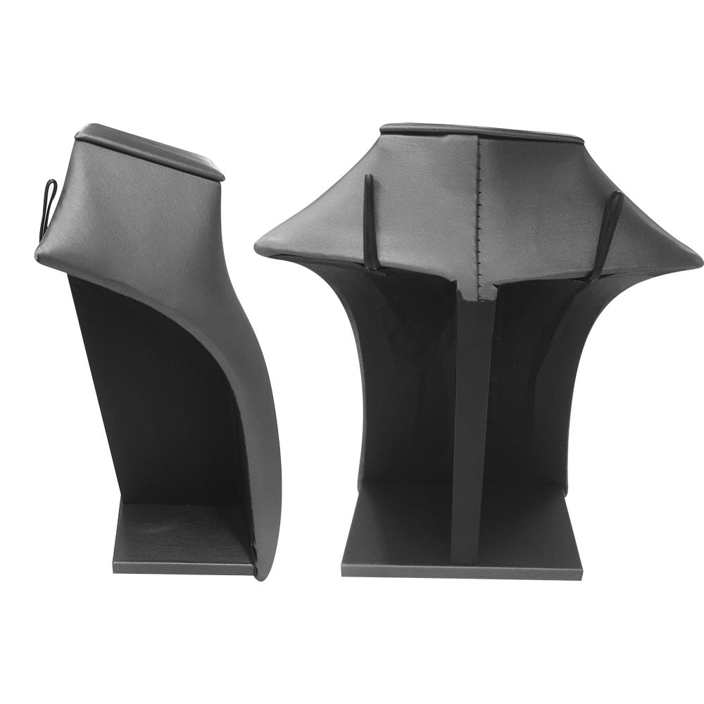 Steel Grey Leatherette Squared Neck Form Jewelry Necklace Display, 7-1/4" Tall