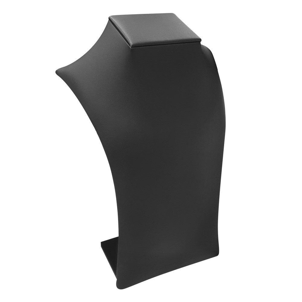 Black Leatherette Square Neck Form Jewelry Necklace Display Bust, 10-1/2" H
