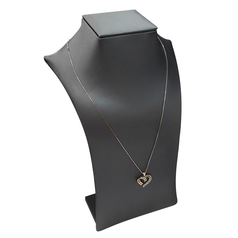 Steel Grey Leatherette Square Neck Form Jewelry Necklace Display Bust, 10-1/2" Tall