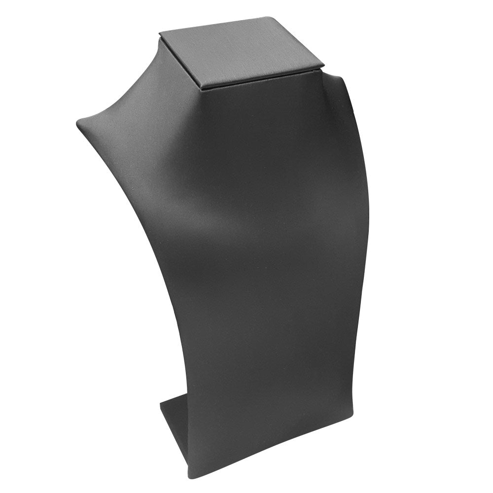 Steel Grey Leatherette Square Neck Form Jewelry Necklace Display Bust, 10-1/2" Tall