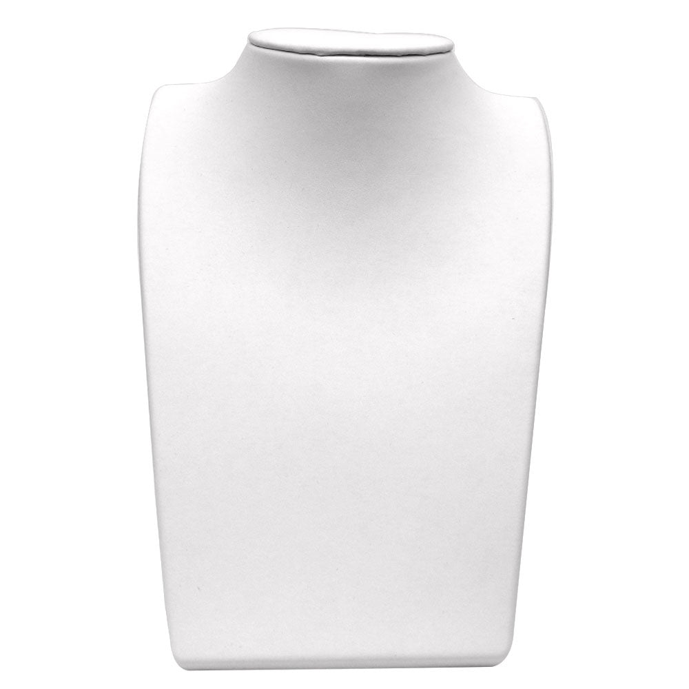 White Leatherette Fold-able Jewelry Necklace Display Stand, 8-1/4" Tall