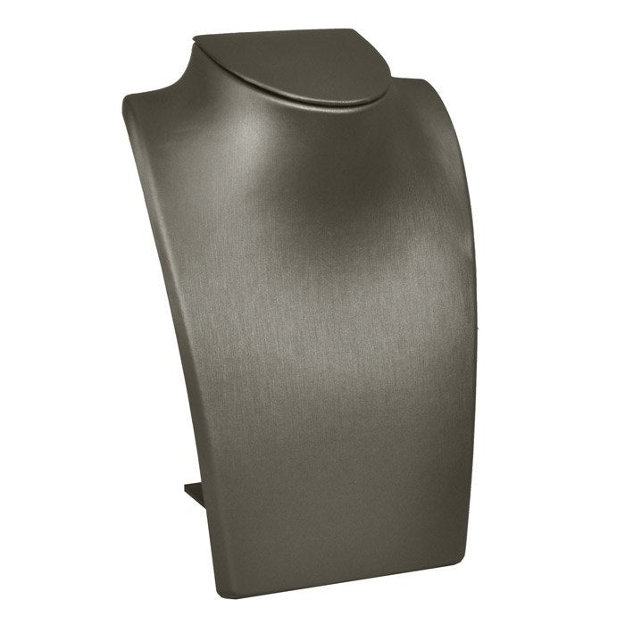 Steel Grey Leatherette Fold-able Jewelry Necklace Display Stand, 8-1/4" Tall