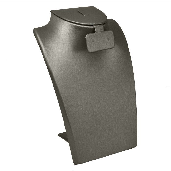 Steel Grey Leatherette Traveling Jewelry Necklace and Earring Display