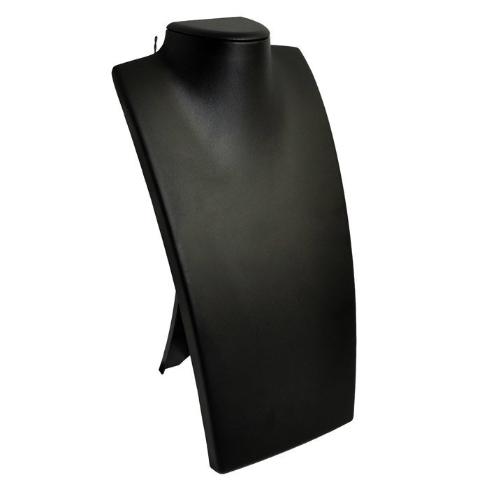 Black Leatherette Fold-able Jewelry Necklace Display Stand, 13-1/2" Tall