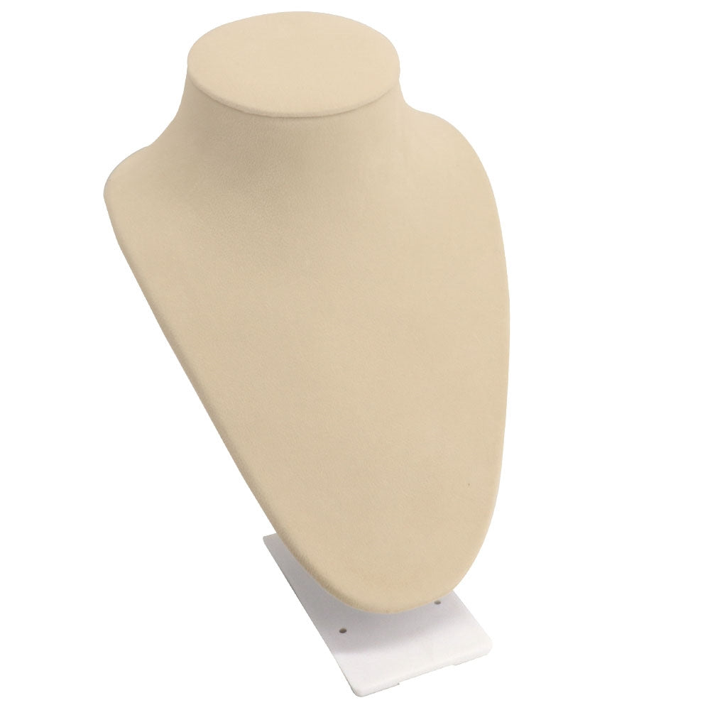 Beige Faux Suede Jewelry Necklace Bust, 9-1/2" Tall