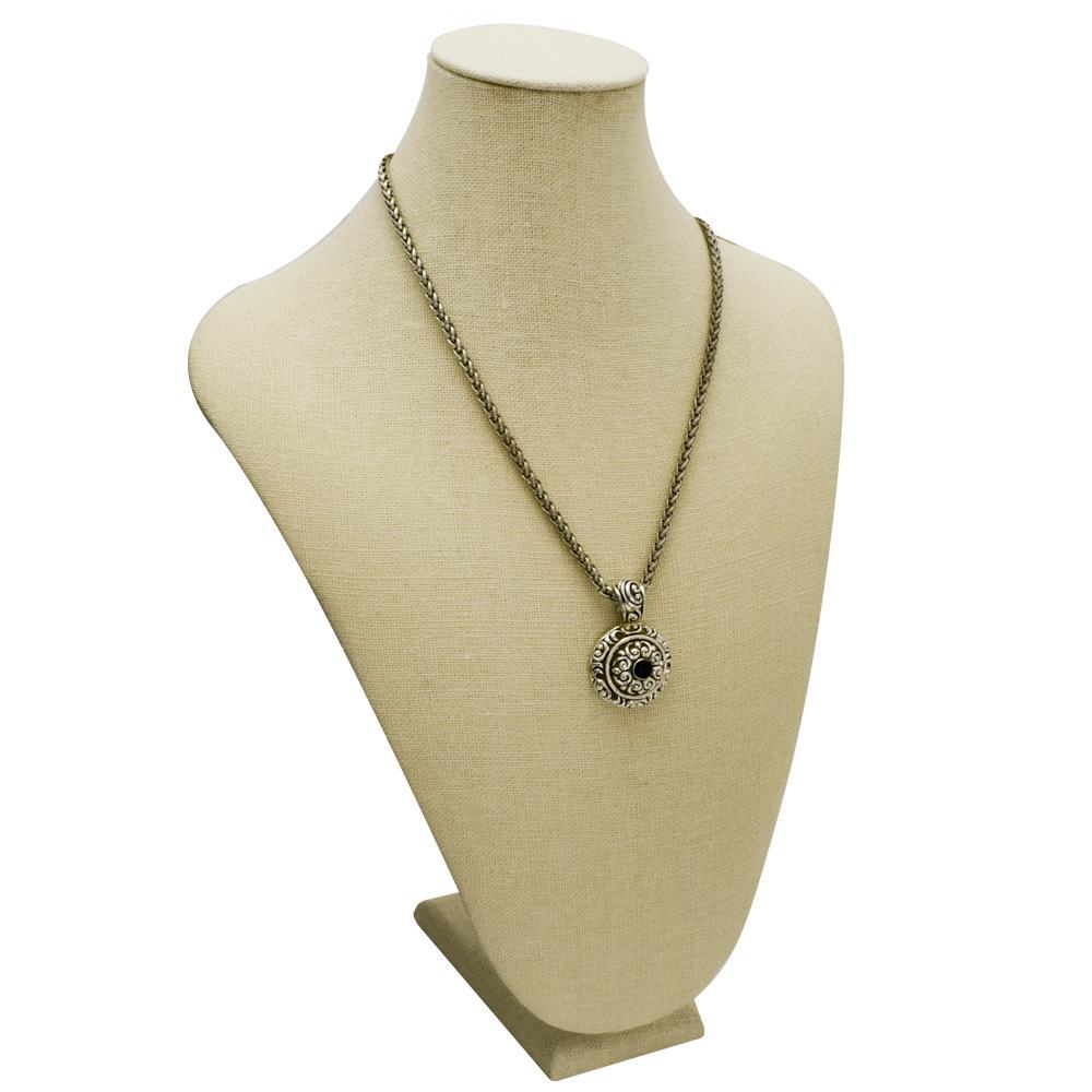 Beige Linen Jewelry Necklace Bust, Neck Form Display, 14-1/2" Tall
