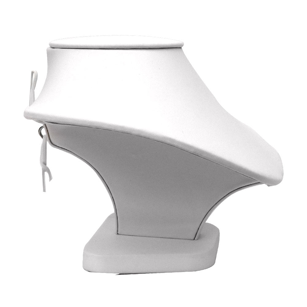 White Leatherette Short Jewelry Necklace Bust, 4-3/4" Tall