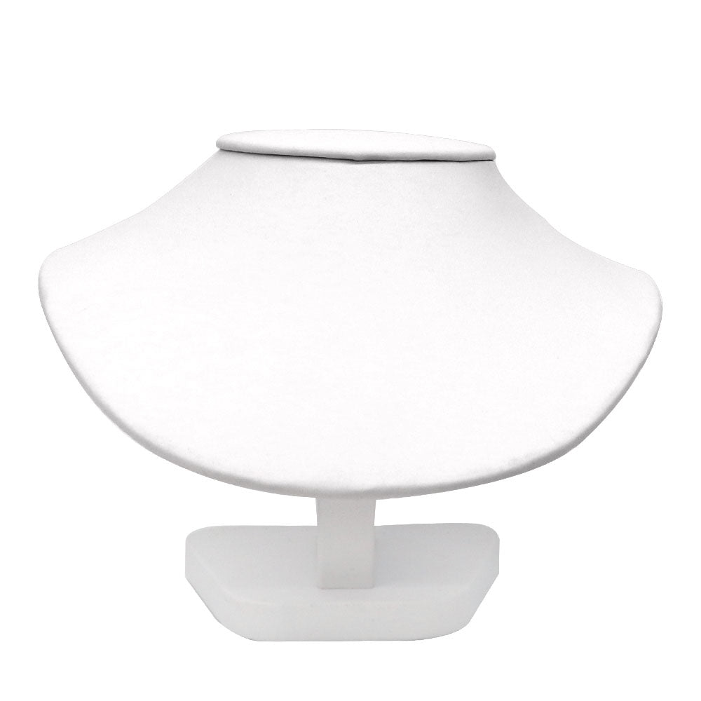 White Leatherette Short Jewelry Necklace Bust, 4-3/4" Tall