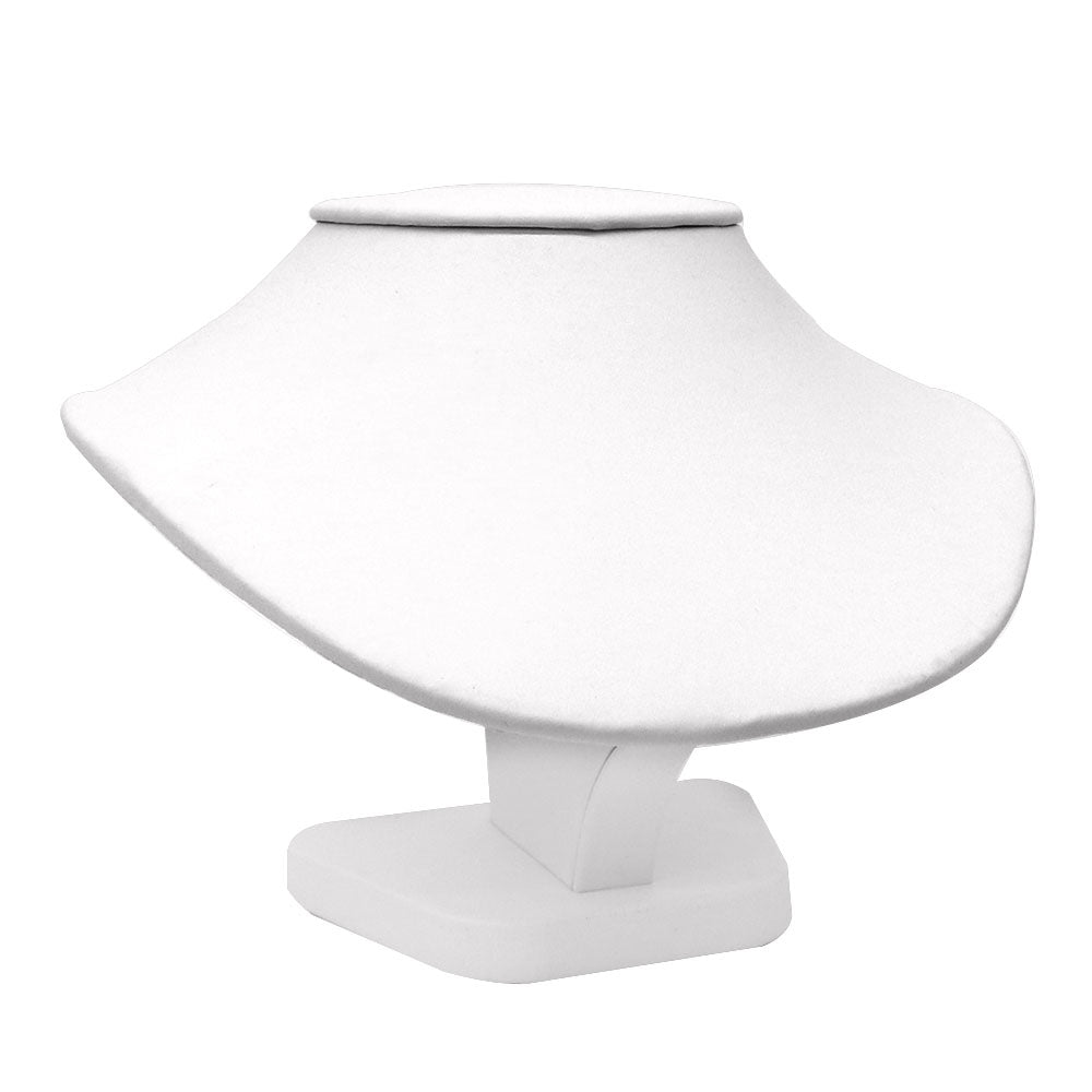 White Leatherette Short Jewelry Necklace Bust, 4-3/4" Tall