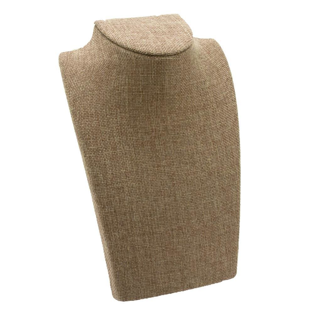 Brown Burlap Fold-able Jewelry Necklace Display Stand, 8-1/4" Tall