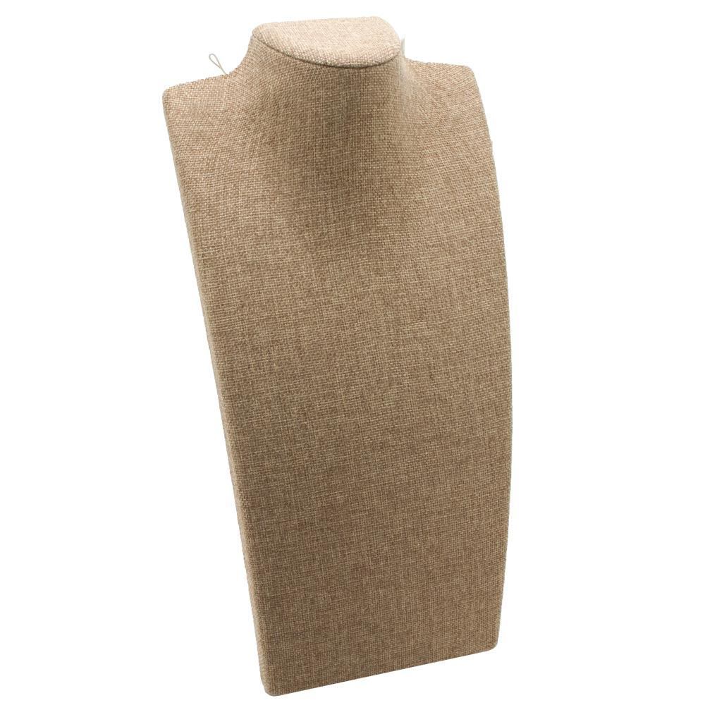 Brown Burlap Fold-able Jewelry Necklace Display Stand, 13-1/2" Tall