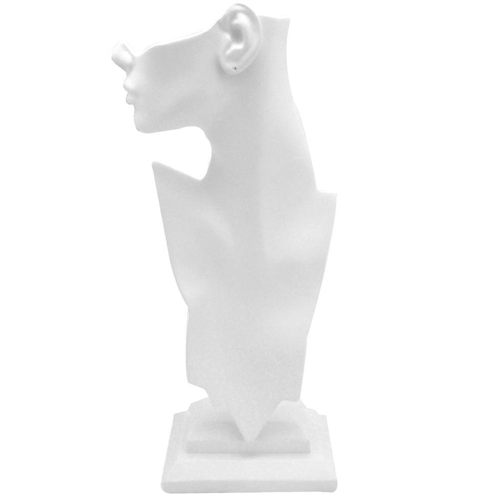 Tall White Poly Jewelry Earring and Necklace Display Mannequin
