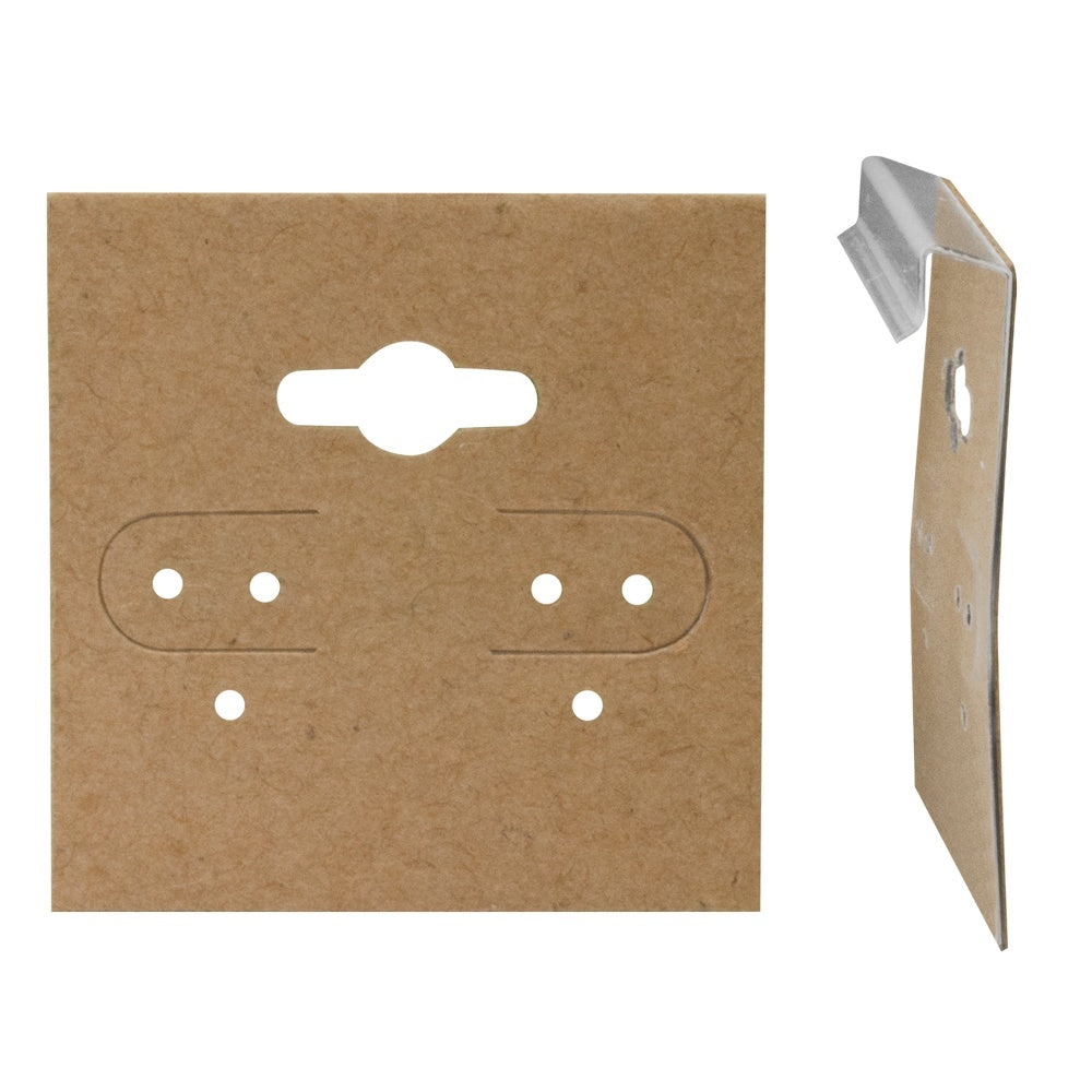 Brown Kraft 1-1/2" x 1-1/2" Jewelry Earring Hanging Cards, 100 Per Pack