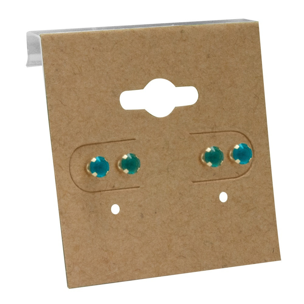 Brown Kraft 1-1/2" x 1-1/2" Jewelry Earring Hanging Cards, 100 Per Pack