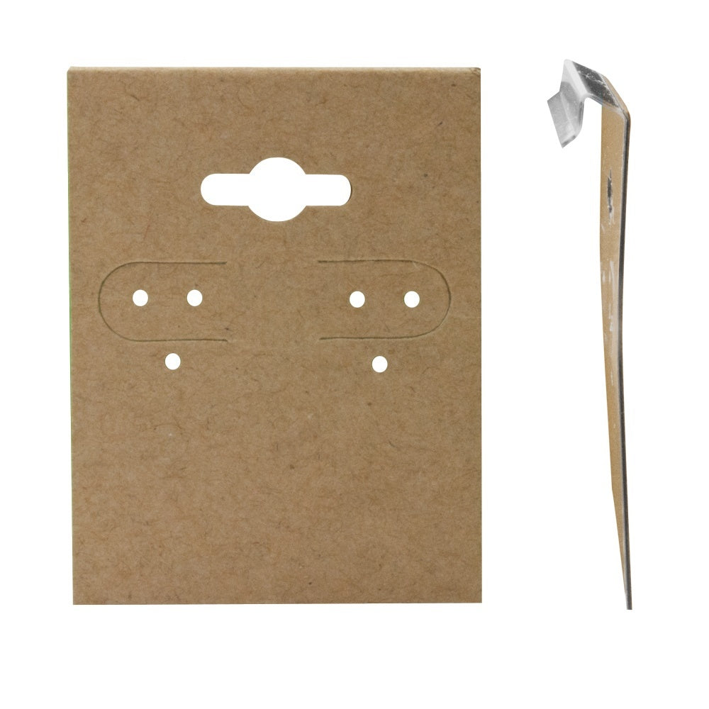 Brown Kraft 1-1/2" x 2" Jewelry Earring Hanging Cards, 100 Per Pack