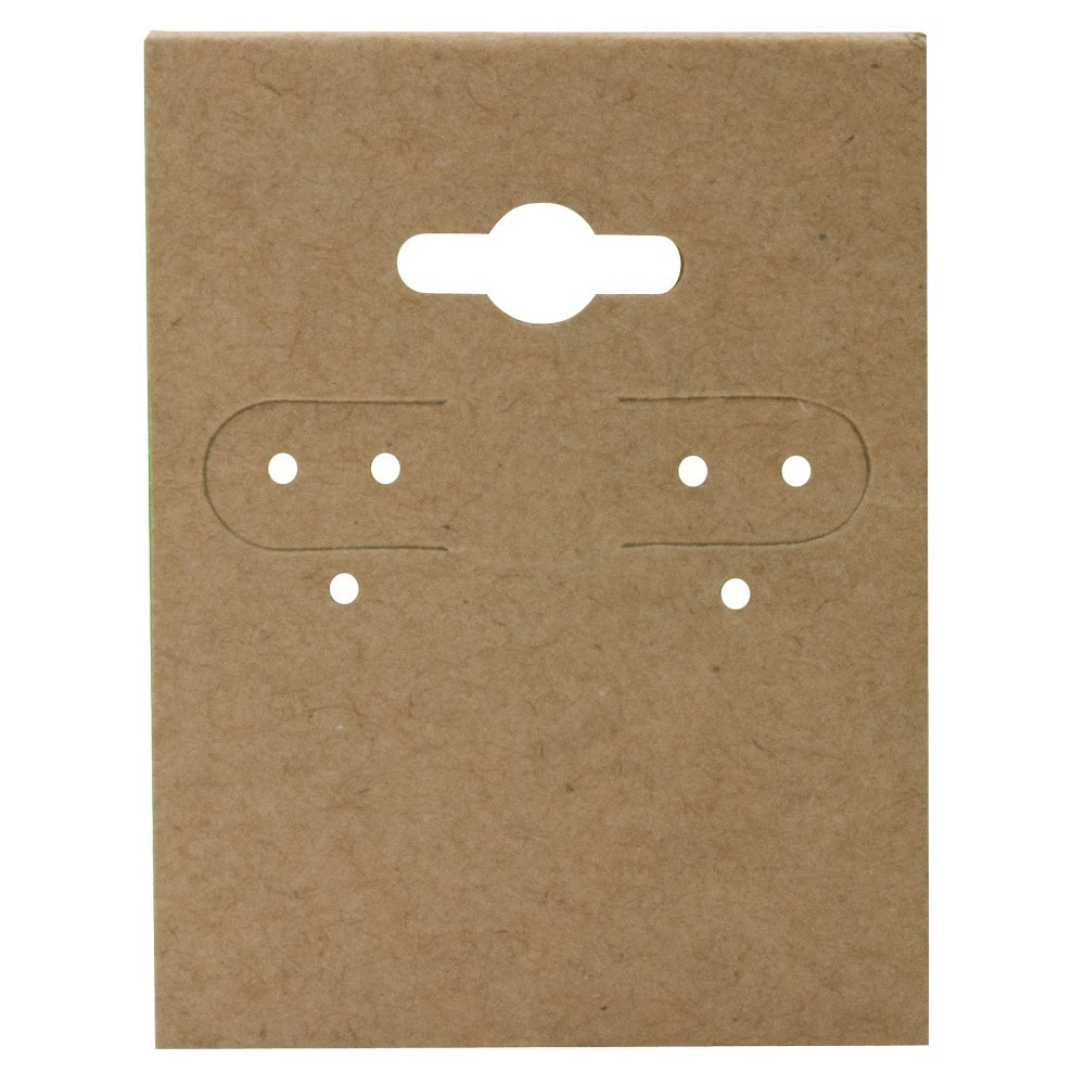 Brown Kraft 1-1/2" x 2" Jewelry Earring Hanging Cards, 100 Per Pack