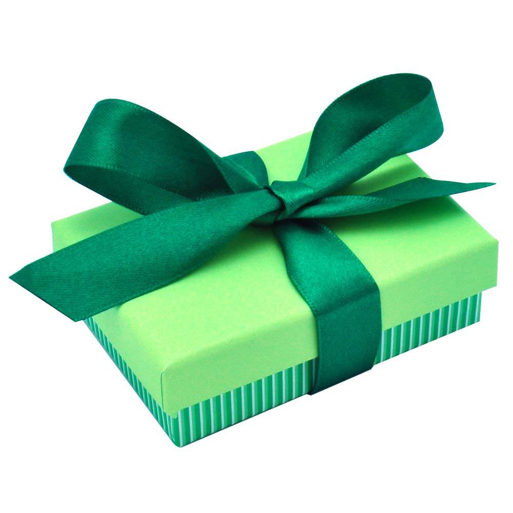 Green and White Striped Jewelry Earring and Ring Combination Box